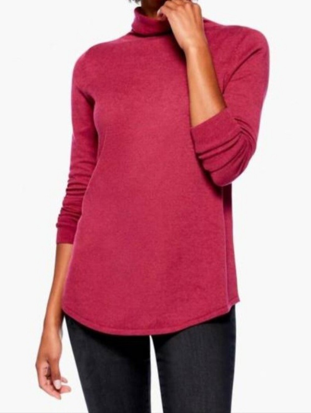 NIC+ZOE Pomegranate Red Vital Turtleneck Sweater Small Fall Layering Capsule